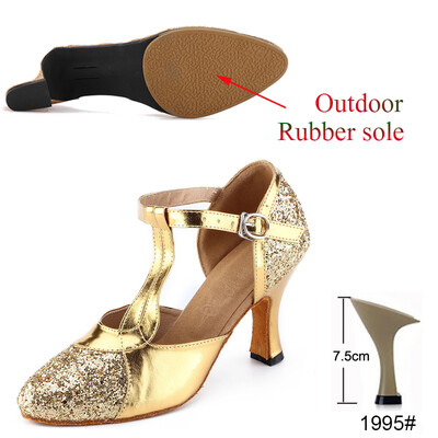 Latīņu apavi Sieviešu Salsa Tango Ballīte Augstpapēžu Apavi Sieviešu Sequins Zelts Sudrabs Meiteņu Profesionālie Deju Apavi