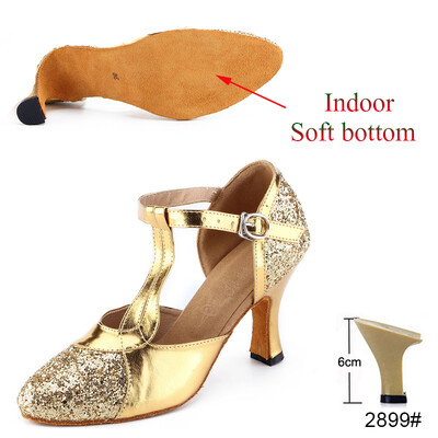 Latīņu apavi Sieviešu Salsa Tango Ballīte Augstpapēžu Apavi Sieviešu Sequins Zelts Sudrabs Meiteņu Profesionālie Deju Apavi
