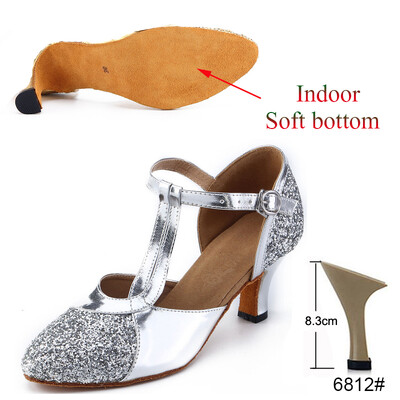 Latīņu apavi Sieviešu Salsa Tango Ballīte Augstpapēžu Apavi Sieviešu Sequins Zelts Sudrabs Meiteņu Profesionālie Deju Apavi