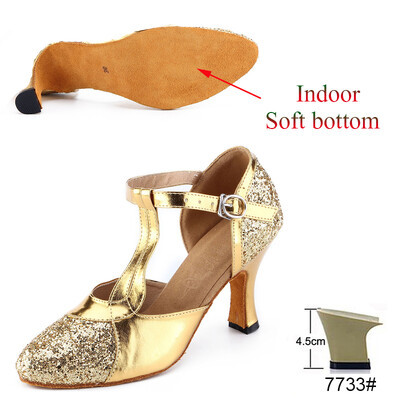 Latīņu apavi Sieviešu Salsa Tango Ballīte Augstpapēžu Apavi Sieviešu Sequins Zelts Sudrabs Meiteņu Profesionālie Deju Apavi