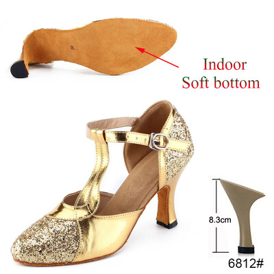 Latīņu apavi Sieviešu Salsa Tango Ballīte Augstpapēžu Apavi Sieviešu Sequins Zelts Sudrabs Meiteņu Profesionālie Deju Apavi