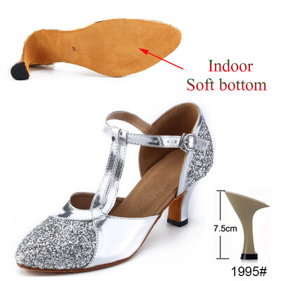 Latīņu apavi Sieviešu Salsa Tango Ballīte Augstpapēžu Apavi Sieviešu Sequins Zelts Sudrabs Meiteņu Profesionālie Deju Apavi