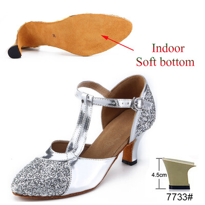 Latīņu apavi Sieviešu Salsa Tango Ballīte Augstpapēžu Apavi Sieviešu Sequins Zelts Sudrabs Meiteņu Profesionālie Deju Apavi