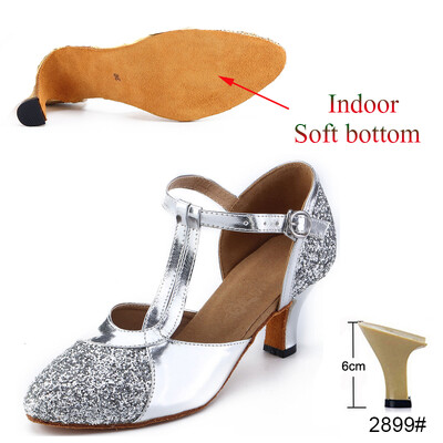 Latīņu apavi Sieviešu Salsa Tango Ballīte Augstpapēžu Apavi Sieviešu Sequins Zelts Sudrabs Meiteņu Profesionālie Deju Apavi