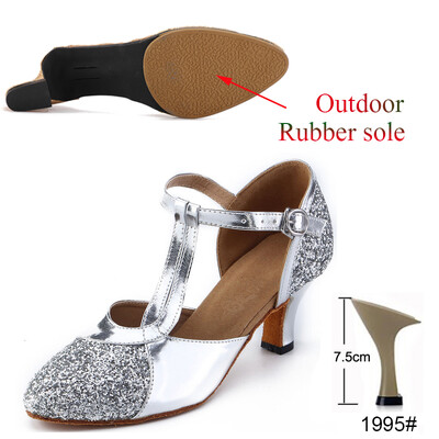 Latīņu apavi Sieviešu Salsa Tango Ballīte Augstpapēžu Apavi Sieviešu Sequins Zelts Sudrabs Meiteņu Profesionālie Deju Apavi