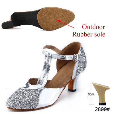 Latīņu apavi Sieviešu Salsa Tango Ballīte Augstpapēžu Apavi Sieviešu Sequins Zelts Sudrabs Meiteņu Profesionālie Deju Apavi