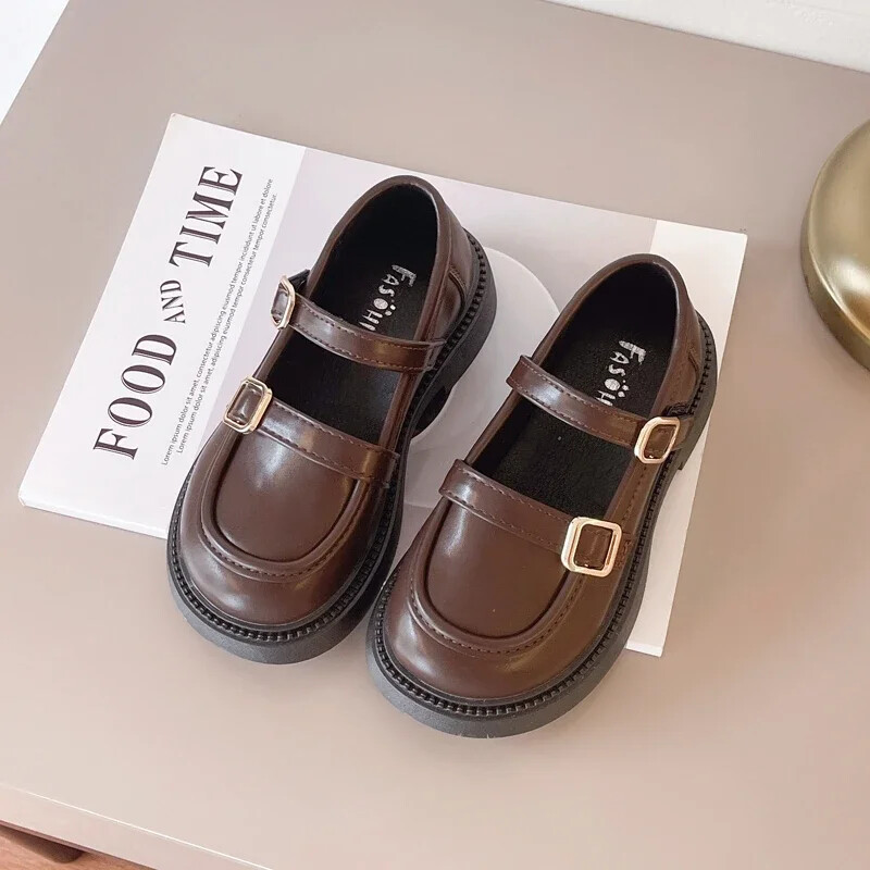 Klasične jednostavne dječje kožne cipele Svestrane crne školske cipele za djevojčice Mekane kauzalne dječje modne Mary Jane cipele s debelim dnom