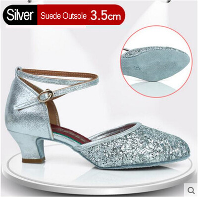 Sieviešu profesionāla mīksta gumijas zole āra iekštelpām ar slēgtu purngalu, moderna/ samba/ tango/ balles zāle/ salsa/ latīņu deju apavi