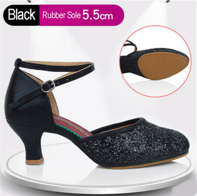Sieviešu profesionāla mīksta gumijas zole āra iekštelpām ar slēgtu purngalu, moderna/ samba/ tango/ balles zāle/ salsa/ latīņu deju apavi