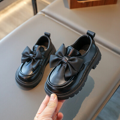 Παιδικά Δερμάτινα Παπούτσια Χονδρά μονόχρωμα Κομψά παιδικά παπούτσια Spring Bowknot Morden Daily School Comfy Girl`s Mary Janes 26-36