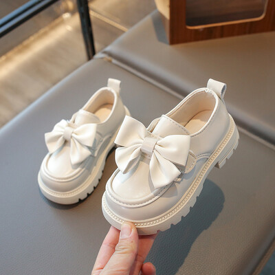 Παιδικά Δερμάτινα Παπούτσια Χονδρά μονόχρωμα Κομψά παιδικά παπούτσια Spring Bowknot Morden Daily School Comfy Girl`s Mary Janes 26-36