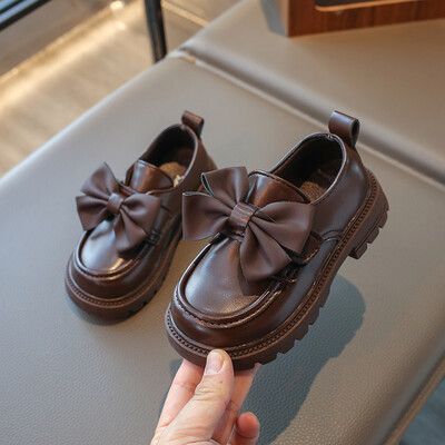 Παιδικά Δερμάτινα Παπούτσια Χονδρά μονόχρωμα Κομψά παιδικά παπούτσια Spring Bowknot Morden Daily School Comfy Girl`s Mary Janes 26-36