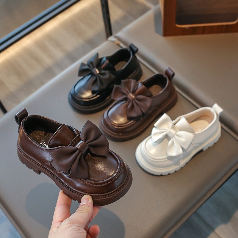 Παιδικά Δερμάτινα Παπούτσια Χονδρά μονόχρωμα Κομψά παιδικά παπούτσια Spring Bowknot Morden Daily School Comfy Girl`s Mary Janes 26-36