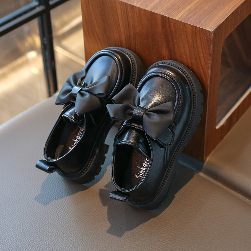Παιδικά Δερμάτινα Παπούτσια Χονδρά μονόχρωμα Κομψά παιδικά παπούτσια Spring Bowknot Morden Daily School Comfy Girl`s Mary Janes 26-36