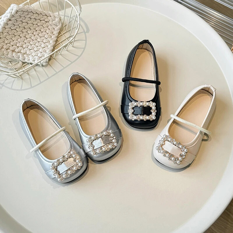 Παιδικά παπούτσια Dance Performance Παπούτσια για κορίτσια με μαλακή σόλα Princess Sweet Fashion 2024 Νέα παιδικά δερμάτινα παπούτσια με στρογγυλή μύτη