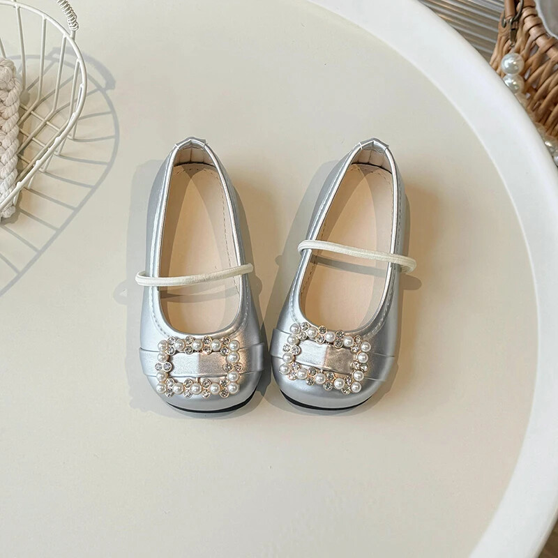 Παιδικά παπούτσια Dance Performance Παπούτσια για κορίτσια με μαλακή σόλα Princess Sweet Fashion 2024 Νέα παιδικά δερμάτινα παπούτσια με στρογγυλή μύτη