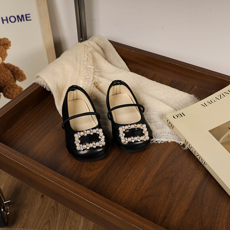 Prabangūs mergaičių baleto batai kalnų krištolas Elegantiški vaikiški princesių odiniai batai madingi minkšti batai vaikams priežastiniai sekli plokšti batai