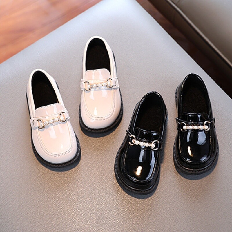 Μόδα για κορίτσια, δερμάτινα παπούτσια με μαλακό πάτο, νέα Αγγλικά παπούτσια για μικρά κορίτσια πριγκίπισσας παιδικά αντιολισθητικά μαύρα δερμάτινα παπούτσια