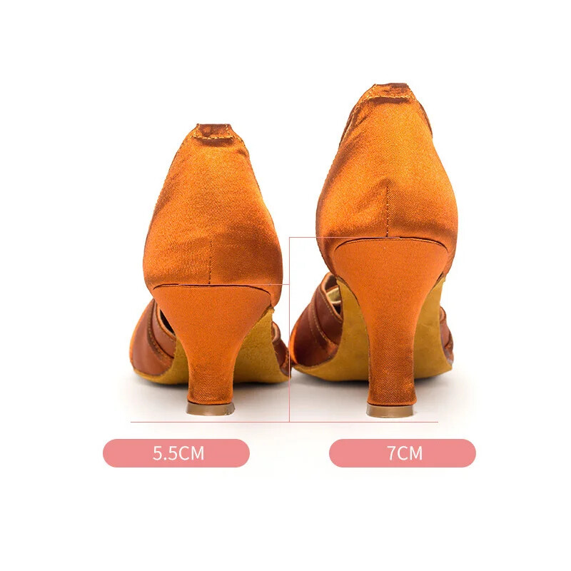 Svilene satenske cipele za latino ples Tango Salsa Obuća za dvoranske plesove za žene Indoor Profesionalne plesne tenisice na visoke pete 5,5/7 cm