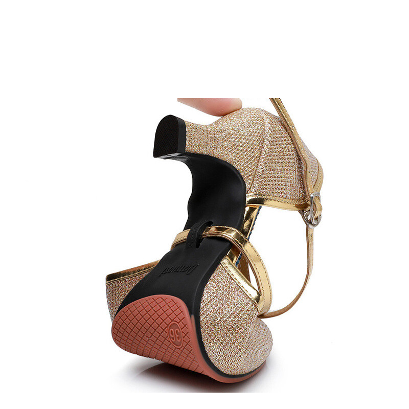 Νέα Golden Sliver Sequin Μοντέρνα Γυναικεία Παπούτσια Χορού Γυναικεία Παπούτσια Tango με κλειστά δάχτυλα βαλς Γόβες χορού εσωτερικού/εξωτερικού χώρου 3,5/5,5 εκ.