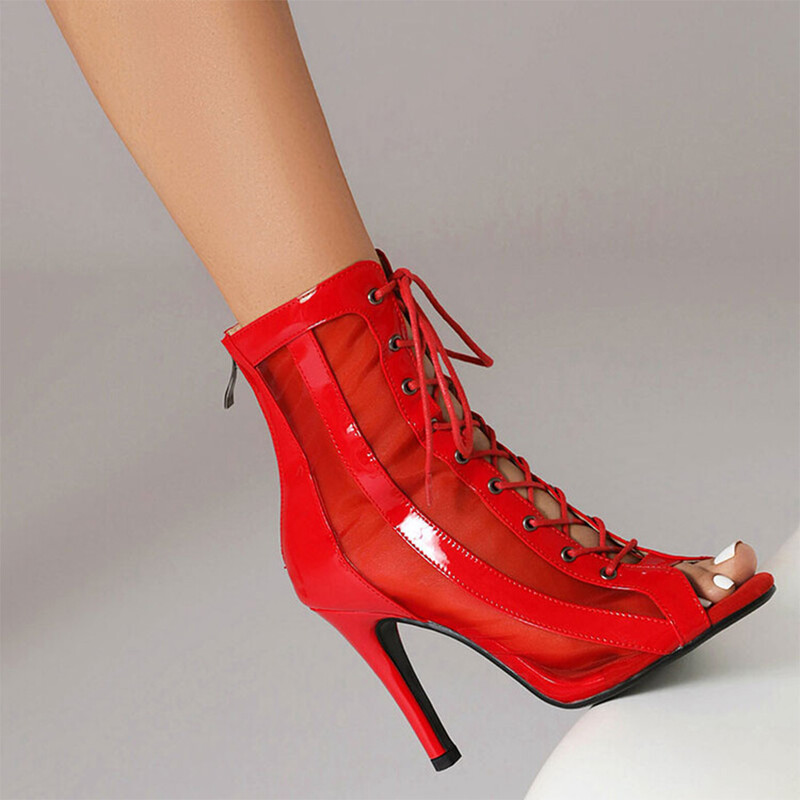 Παπούτσια χορού με γόβες Ασημένια δερμάτινα Γυναικείες μπότες λάτιν χορού Μαύρα Bachata Salsa Ψηλοτάκουνα Αίθουσα χορού Social Dance Παπούτσια CD-012