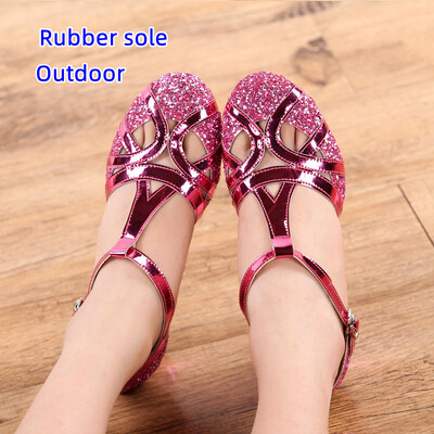 Νέα άφιξη Παιδικά κορίτσια Παιδικά γκλίτερ παγιέτες χορού Tango Latin Salsa Παπούτσια χορού με κλειστό τακούνι Princess girls sandals