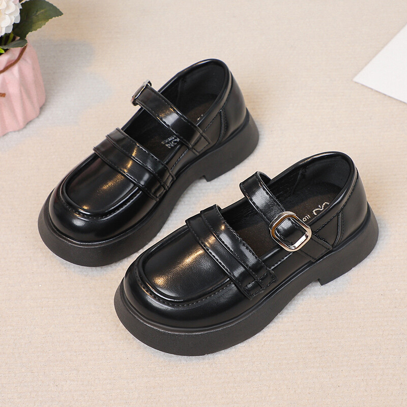 Δερμάτινα παπούτσια για κορίτσια για πάρτι γάμου Απλή μασίφ μαύρα παιδικά UK Uniform σχολικά παπούτσια Παιδικά παπούτσια Performance Άνοιξη φθινόπωρο