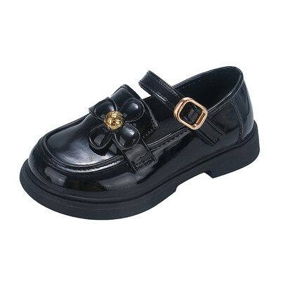 Meiteņu ādas apavi ballītēm kāzām bērniem Performance Shoes Fashion Kids Princess Flowers Kurpes pretslīdēšanas 26-36 izmērs