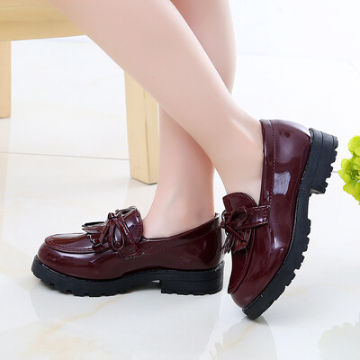 Meiteņu Performance Ādas Kurpes Bow-mezgls ar pušķiem Chic Princess Loafers Slip-on Bērnu Dzīvokļi kāzu ballītei Bērnu apavi