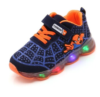 Hot Spiderman Kids Boys Sports Sneakers Children Glowing Kids Shoe Chaussure Enfant Girls Shoe With LED light Размер 21-30