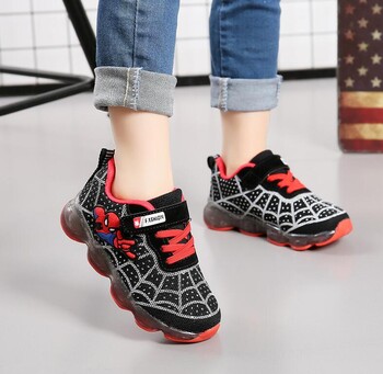 Hot Spiderman Kids Boys Sports Sneakers Children Glowing Kids Shoe Chaussure Enfant Girls Shoe With LED light Размер 21-30