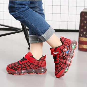 Hot Spiderman Kids Boys Sports Sneakers Children Glowing Kids Shoe Chaussure Enfant Girls Shoe With LED light Размер 21-30