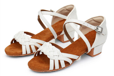 Jaunas baltas ādas meiteņu balles deju apavi bērniem ar zemu papēžu kurpes sievietēm sievietēm latīņu deju apavi Profesionāli bērnu deju apavi