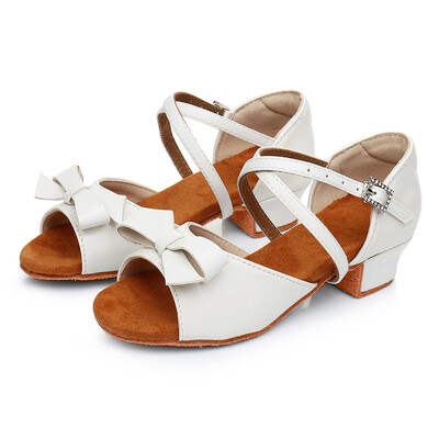 Jaunas baltas ādas meiteņu balles deju apavi bērniem ar zemu papēžu kurpes sievietēm sievietēm latīņu deju apavi Profesionāli bērnu deju apavi