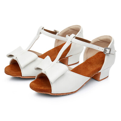 Jaunas baltas ādas meiteņu balles deju apavi bērniem ar zemu papēžu kurpes sievietēm sievietēm latīņu deju apavi Profesionāli bērnu deju apavi