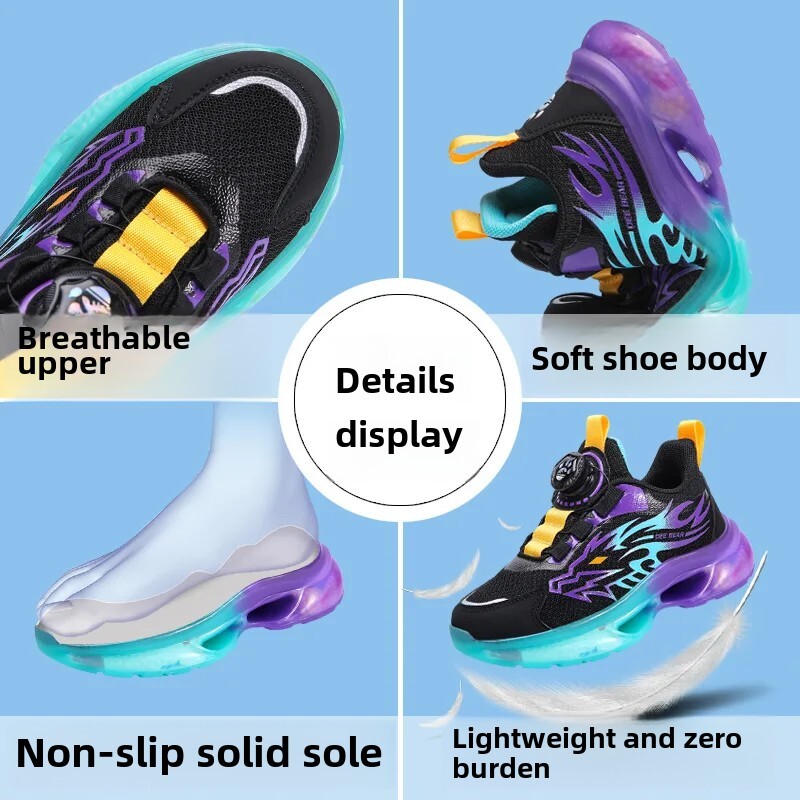 Ag.Dog Boys Φθινοπωρινά/Χειμώνα αντιολισθητικά αθλητικά παπούτσια με μαλακό κάτω μέρος με περιστρεφόμενη πόρπη για παιδιά Παιδιά Online Trend για τρέξιμο με αναπνέει