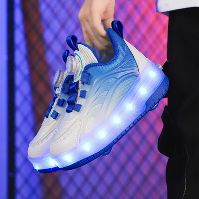 Sporta kedas Led Light Apavi Bērnu Bērni Zēni Meitenes USB Uzlāde Kvēlojoši Sporta Riteņi Āra Parkour Skrituļslidas Kurpes