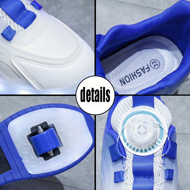 Sporta kedas Led Light Apavi Bērnu Bērni Zēni Meitenes USB Uzlāde Kvēlojoši Sporta Riteņi Āra Parkour Skrituļslidas Kurpes