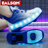 Gyerek tornacipők Cipők Fiúk Lányok Led Light Kerekek Kültéri Parkour Görkorcsolya Cipők Sport USB töltés Ragyogó alkalmi cipő