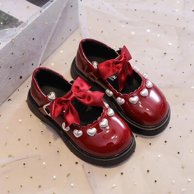 Κοριτσίστικα Princess Δερμάτινα Παπούτσια Lolita Style Bowknot Παιδική Μόδα Mary Jane Παπούτσια Κόκκινο κρασί Παιδικό γαμήλιο πάρτι Παπούτσια αιτιατού
