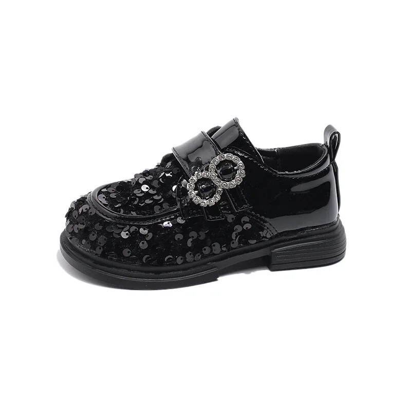 Jogerli Bling Mood Nahast Õpilasjalatsid Lapsed Tüdrukud Litritega Must Hõbedane Kummi Laste Koolijalatsid Peoks