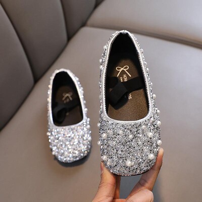 Bērnu ādas apavi Pavasaris Rudens Jauni Spīdīgi Rhinestone Meiteņu Princešu apavi Modes Plakani Bērnu Apavi J140