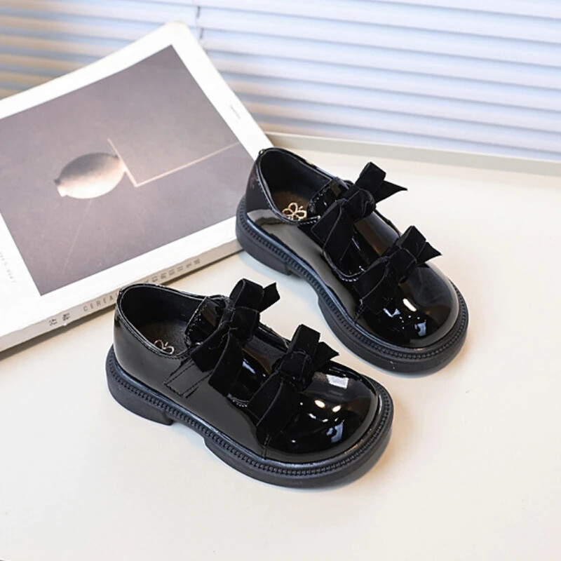 Dječje cipele Black Mary Jane Sjajne PU kožne cipele za djevojčice s mašnom Nove slatke dječje cipele školske uniforme princeze