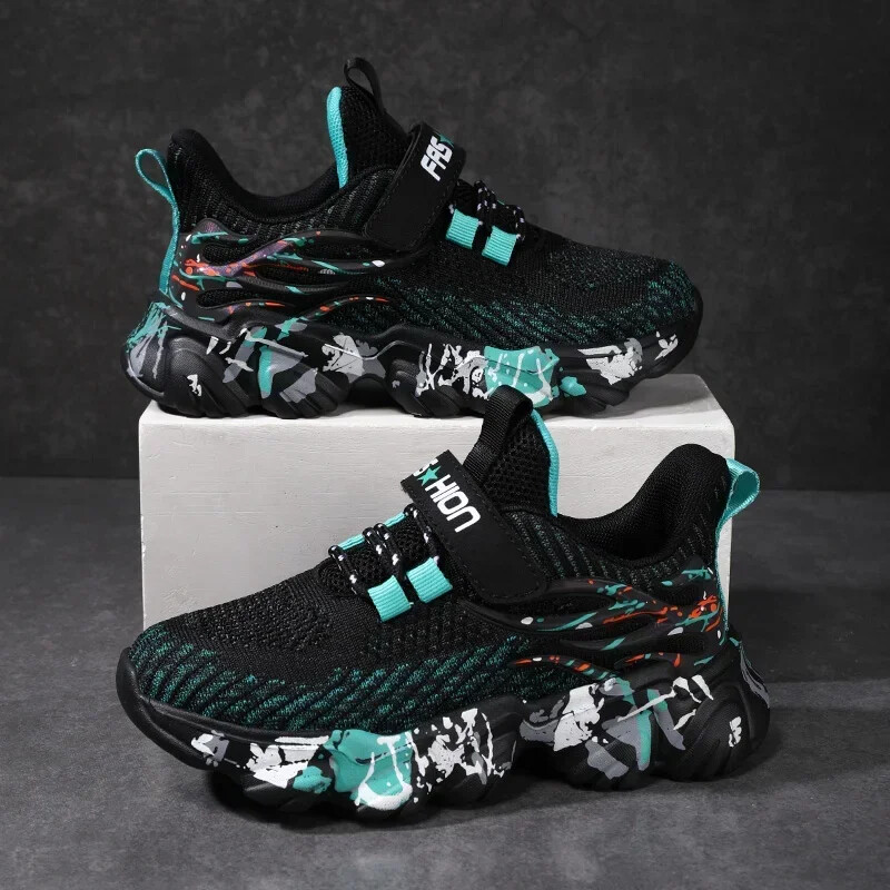 2023-as divatos gyerekcipők fiúknak tornacipők, kötött, kényelmes gyerekcipők, alkalmi tornacipők 6-12 éves korig fiúknak