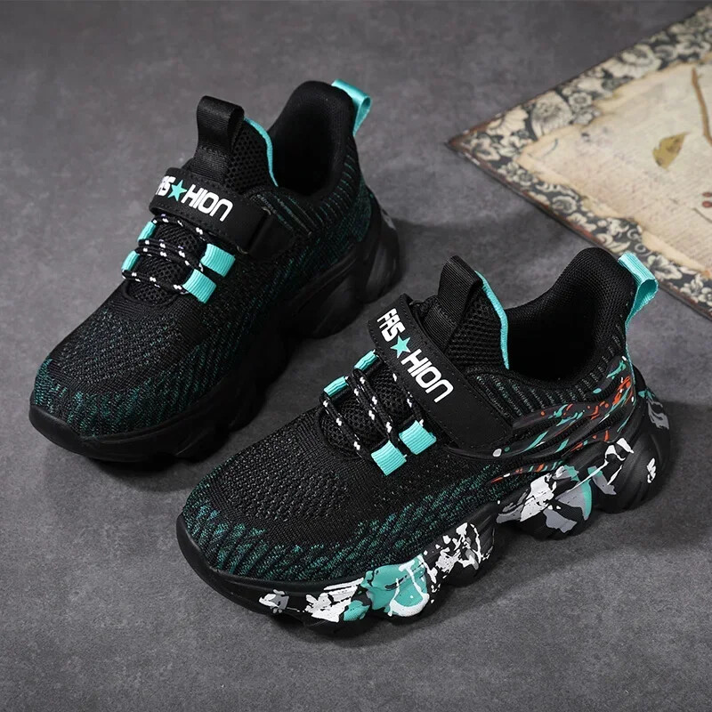 2023-as divatos gyerekcipők fiúknak tornacipők, kötött, kényelmes gyerekcipők, alkalmi tornacipők 6-12 éves korig fiúknak