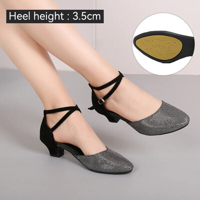 Női Latin Dance Cipők Társastermi Fényes Salsa Tánccipők Tango Ladies Girls Kényelmes Tánccipő Női Sarkú 5,5 cm