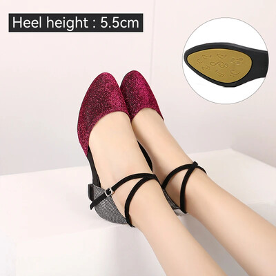 Női Latin Dance Cipők Társastermi Fényes Salsa Tánccipők Tango Ladies Girls Kényelmes Tánccipő Női Sarkú 5,5 cm