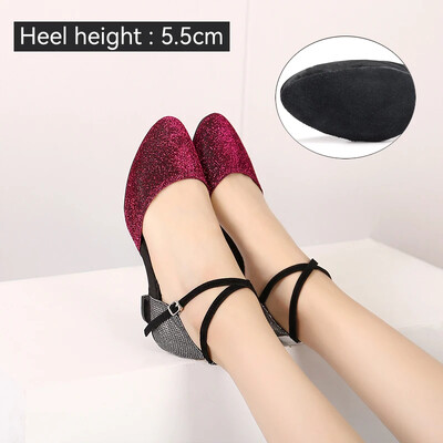 Női Latin Dance Cipők Társastermi Fényes Salsa Tánccipők Tango Ladies Girls Kényelmes Tánccipő Női Sarkú 5,5 cm