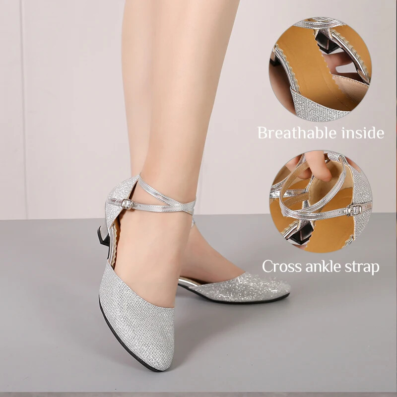 Női Latin Dance Cipők Társastermi Fényes Salsa Tánccipők Tango Ladies Girls Kényelmes Tánccipő Női Sarkú 5,5 cm