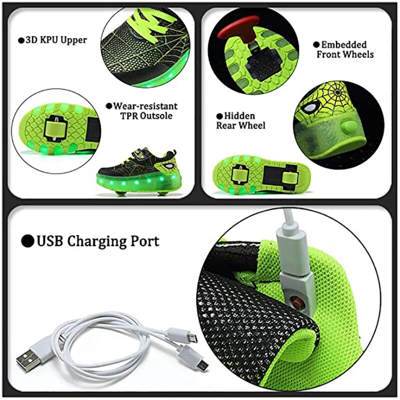 YUNICUS Rollers Skate Παπούτσια για αγόρια κορίτσια Led Usb Charging Roller Παπούτσια Glowing Light Up Φωτεινά αθλητικά παπούτσια με ρόδες Παπούτσια